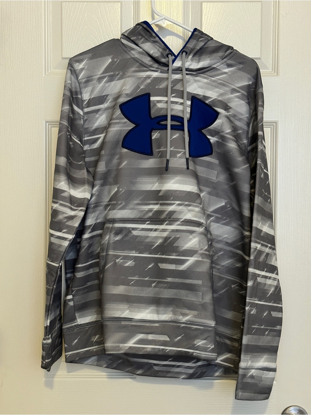 Under Armour Gray Hoodie with Blue Logo Mens Medium Pre-owned Good